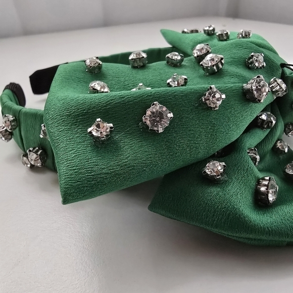 NWT Green Crystal Stone Embellished Bow Headband main image 7